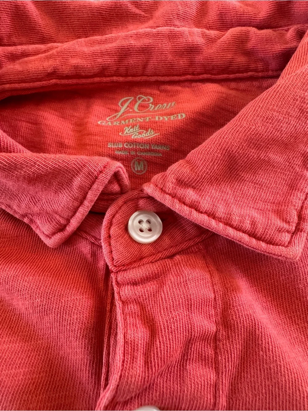 J.Crew Men’s Garment-Dyed Slub Cotton Pocket Polo Medium Red